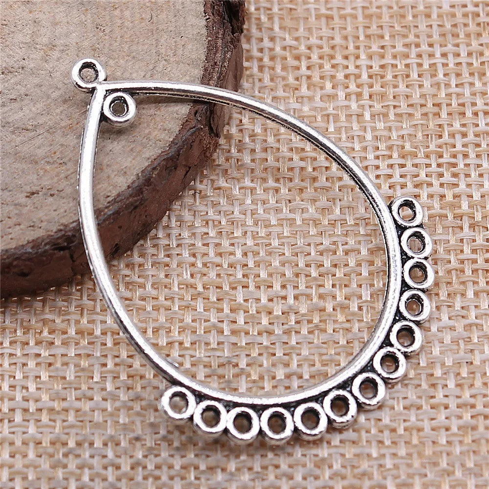 47x35mm 2.2g Multicolor Zinc Alloy Teardrop Earring Connector Charm for DIY Earrings Jewelry
