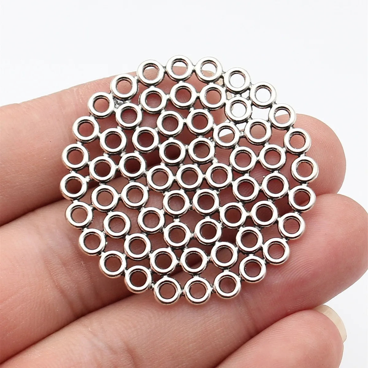 45x45x1.4mm 6.5g Antique silver zinc alloy hollow round ring disc connector charm for jewelry making