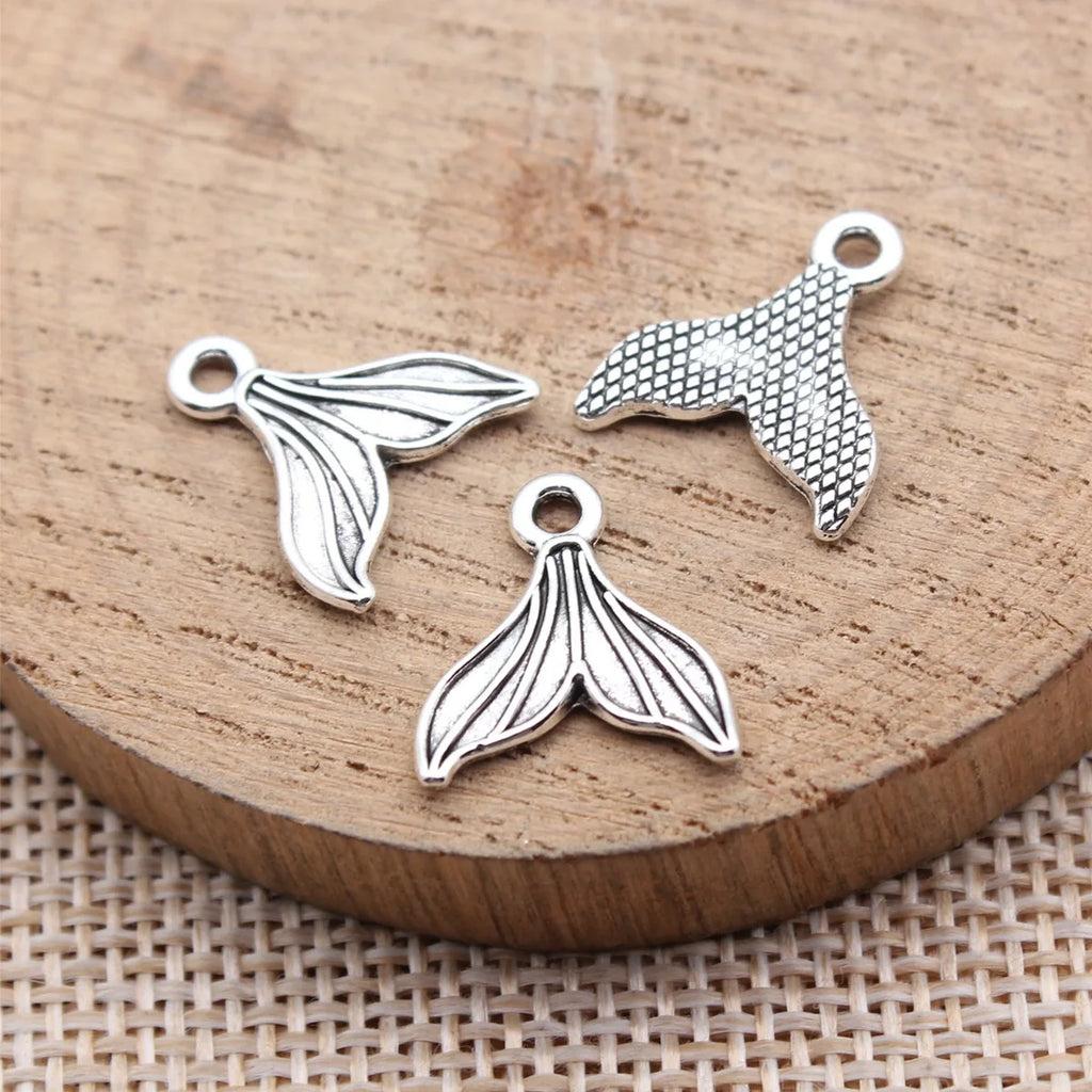 15x14mm 0.66g Antique Silver Zinc Alloy Fishtail Fish Charm Pendant for DIY Necklace Bracelet Jewelry Making