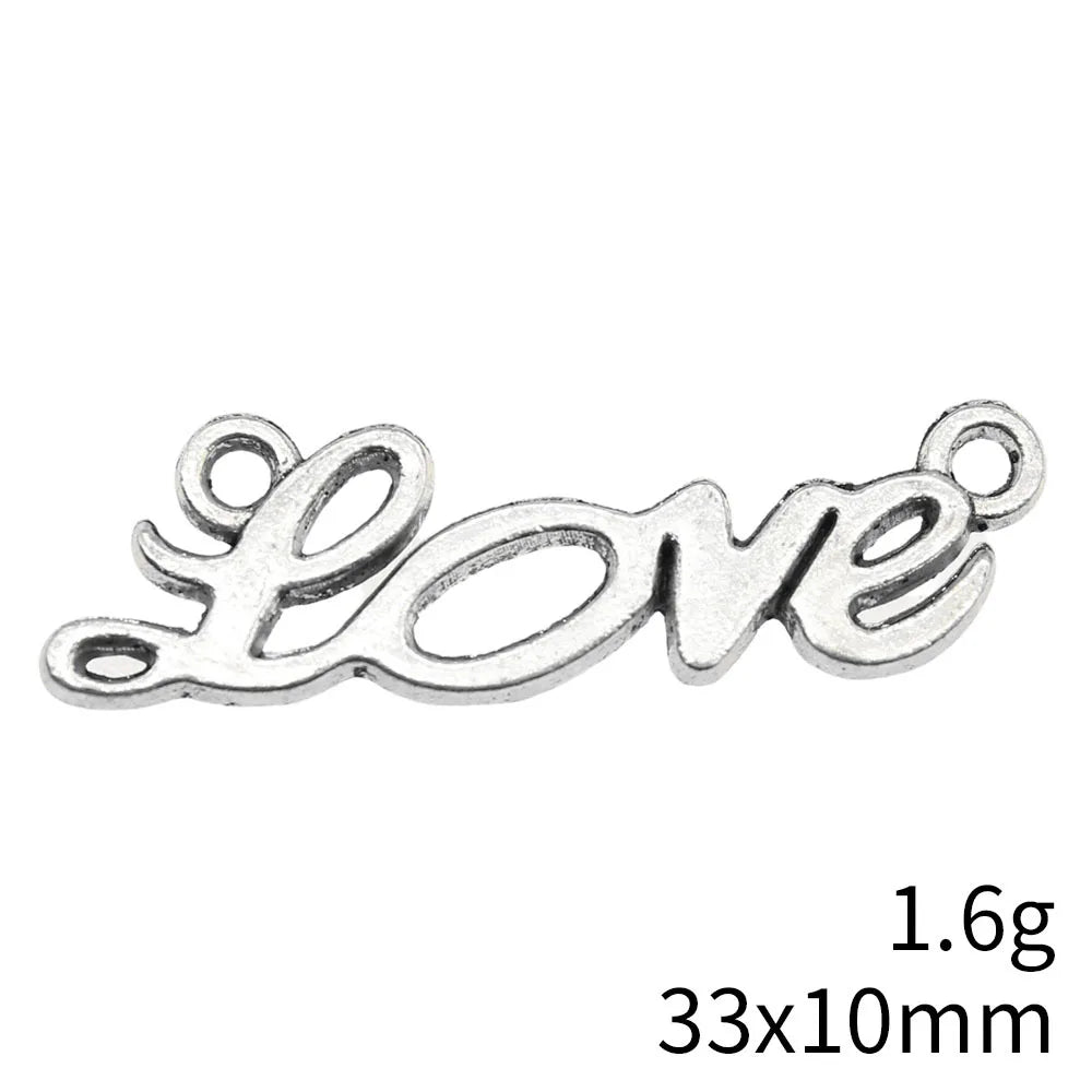 33x10mm 1.6g Antique Silver Zinc Alloy LOVE Connector Charm for Bracelet Necklace DIY Jewelry Making