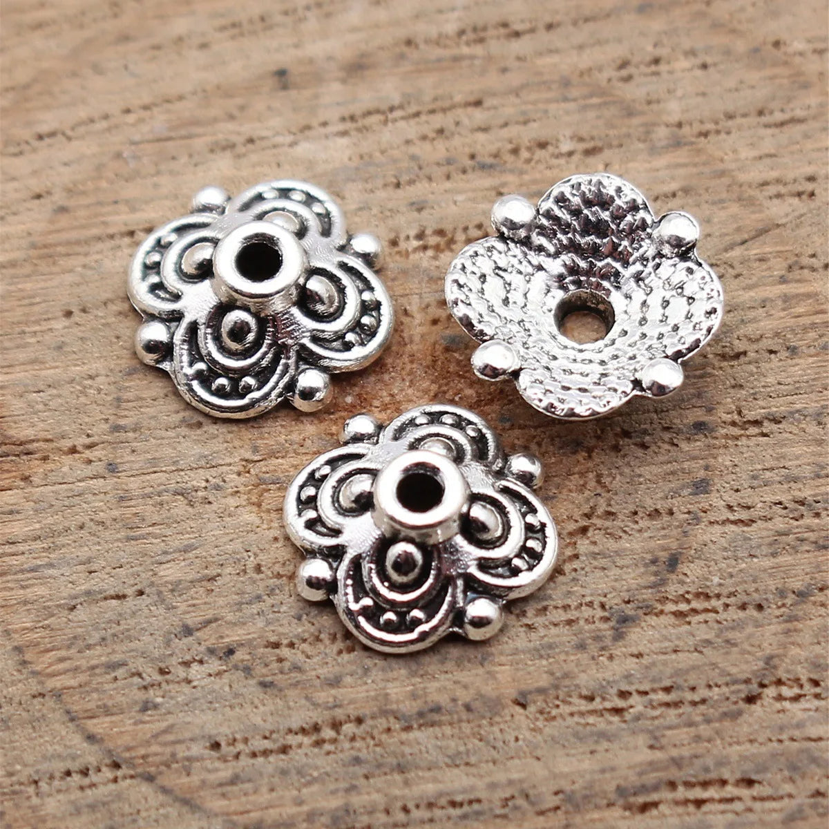 9.7x9.7x3.3mm 0.31g Antique Silver Zinc Alloy Flower Bead Caps Jewelry Findings for DIY Earrings Bracelets