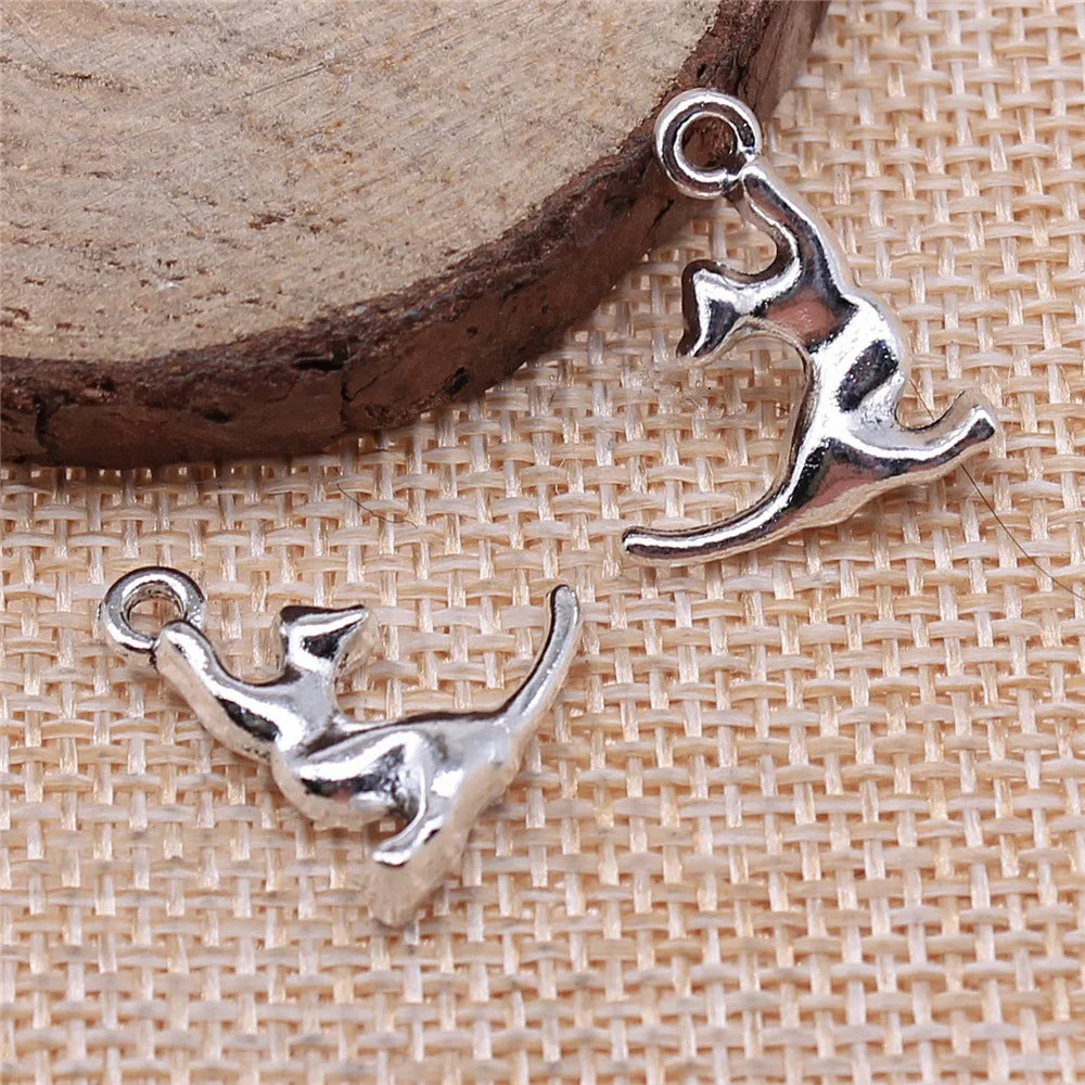 19x16mm 1.9g Multicolor Zinc Alloy Cat Charm Pendant for DIY Necklace and Bracelet Making