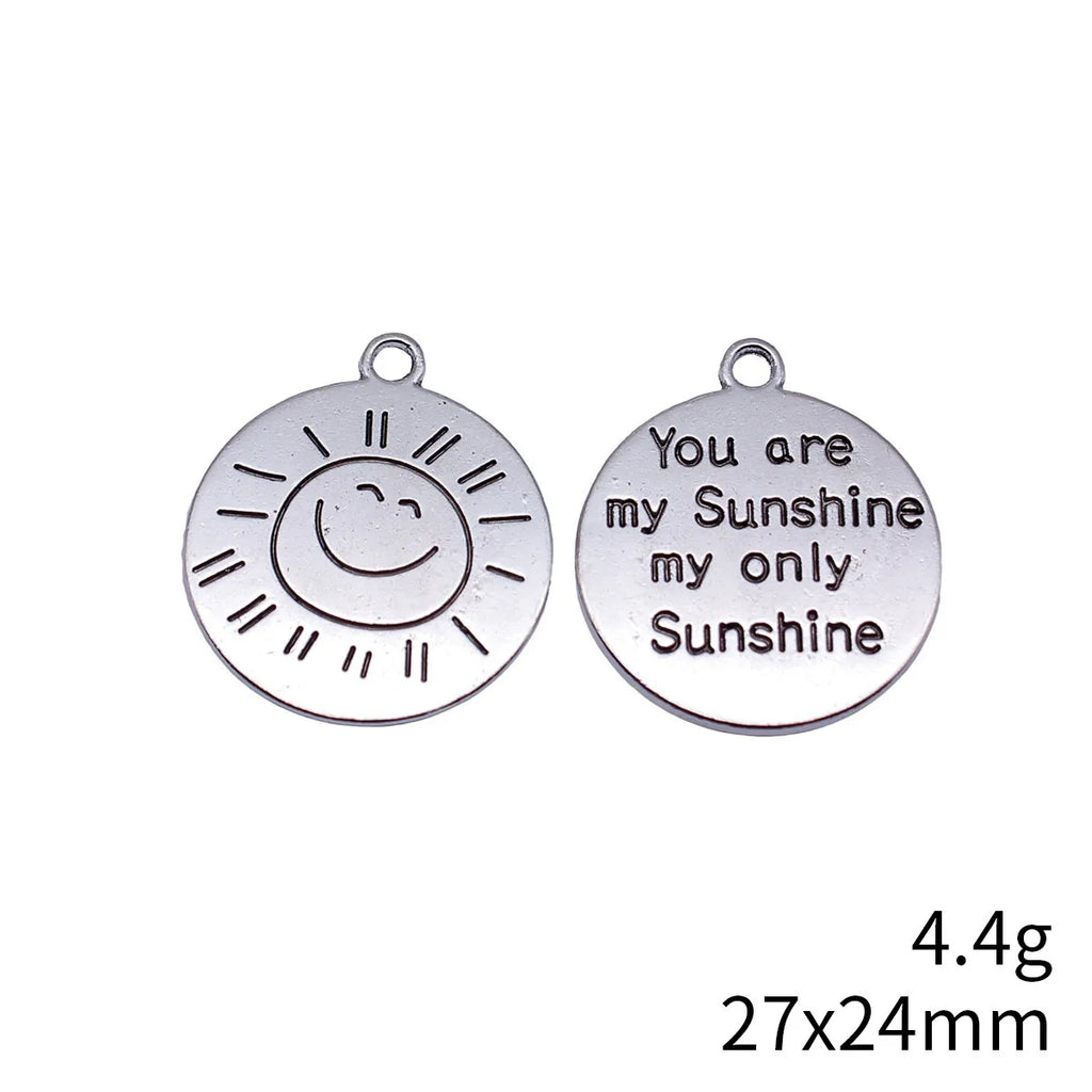 27x24mm 4.4g Antique Silver Zinc Alloy You Are My Sunshine My Only Sunshine Charm Pendant for DIY Jewelry