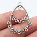 41x30mm 2.5g Antique Silver Zinc Alloy Layered Hollow Teardrop Earring Connector Charm for DIY Earrings