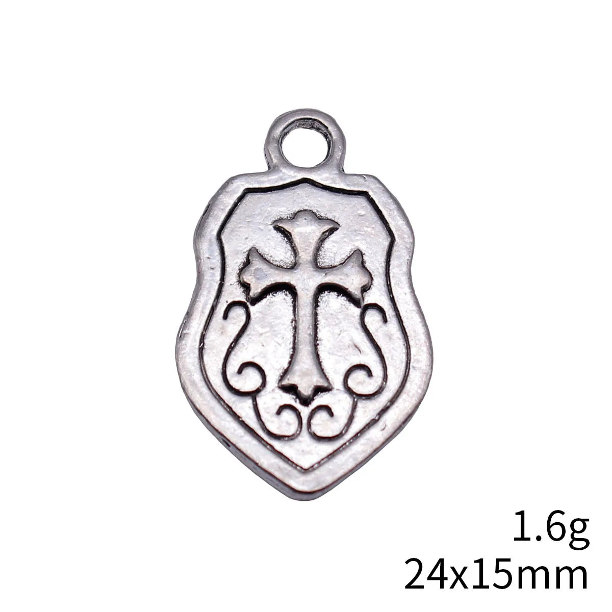 24x15mm 1.6g Antique Silver Zinc Alloy Shield Charm Pendant for Necklace Bracelet Jewelry Making