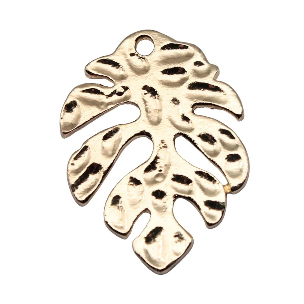 21x29mm 3.1g KC Gold Zinc Alloy Leaf Charm Pendant for Necklace Bracelet DIY Jewelry Making