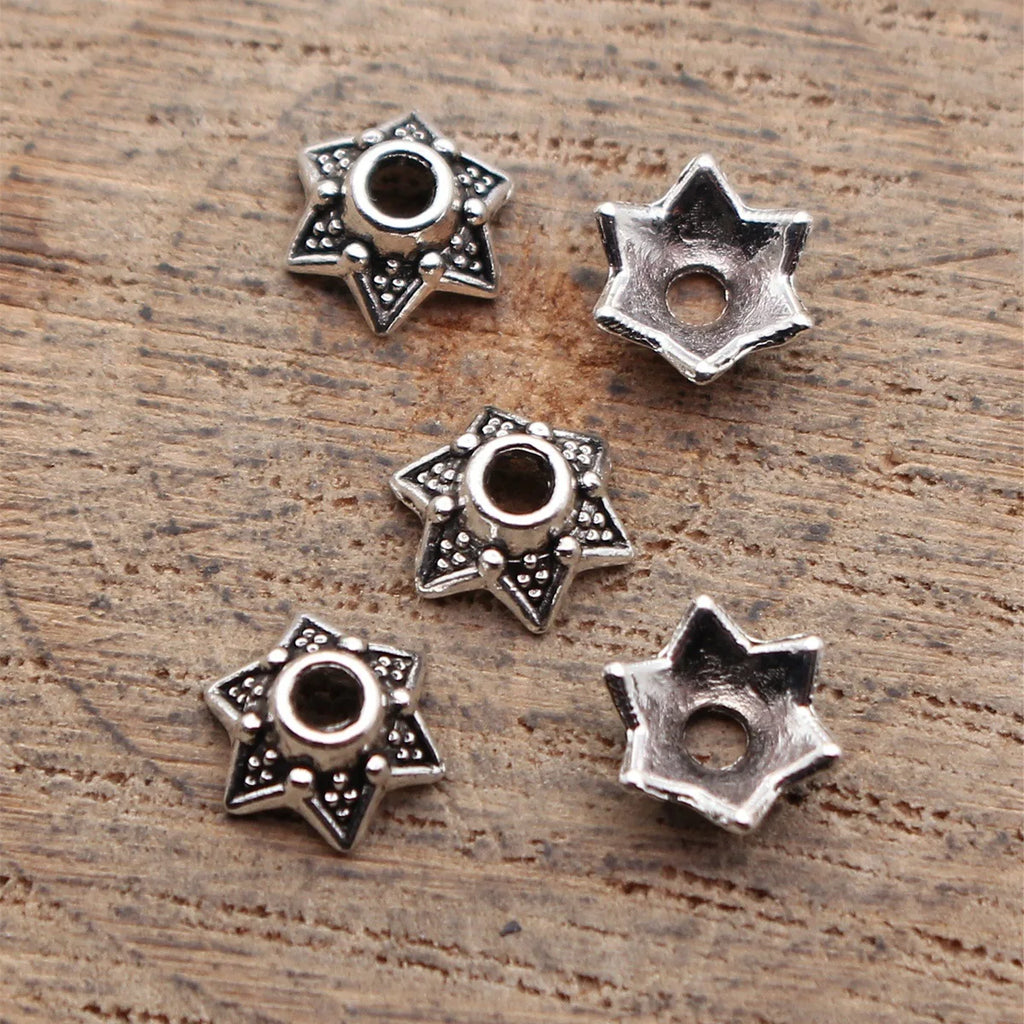 7.3x6.4x2.9mm 0.14g Antique Silver Zinc Alloy Small Flower Bead Cap Jewelry Findings for DIY Beadwork