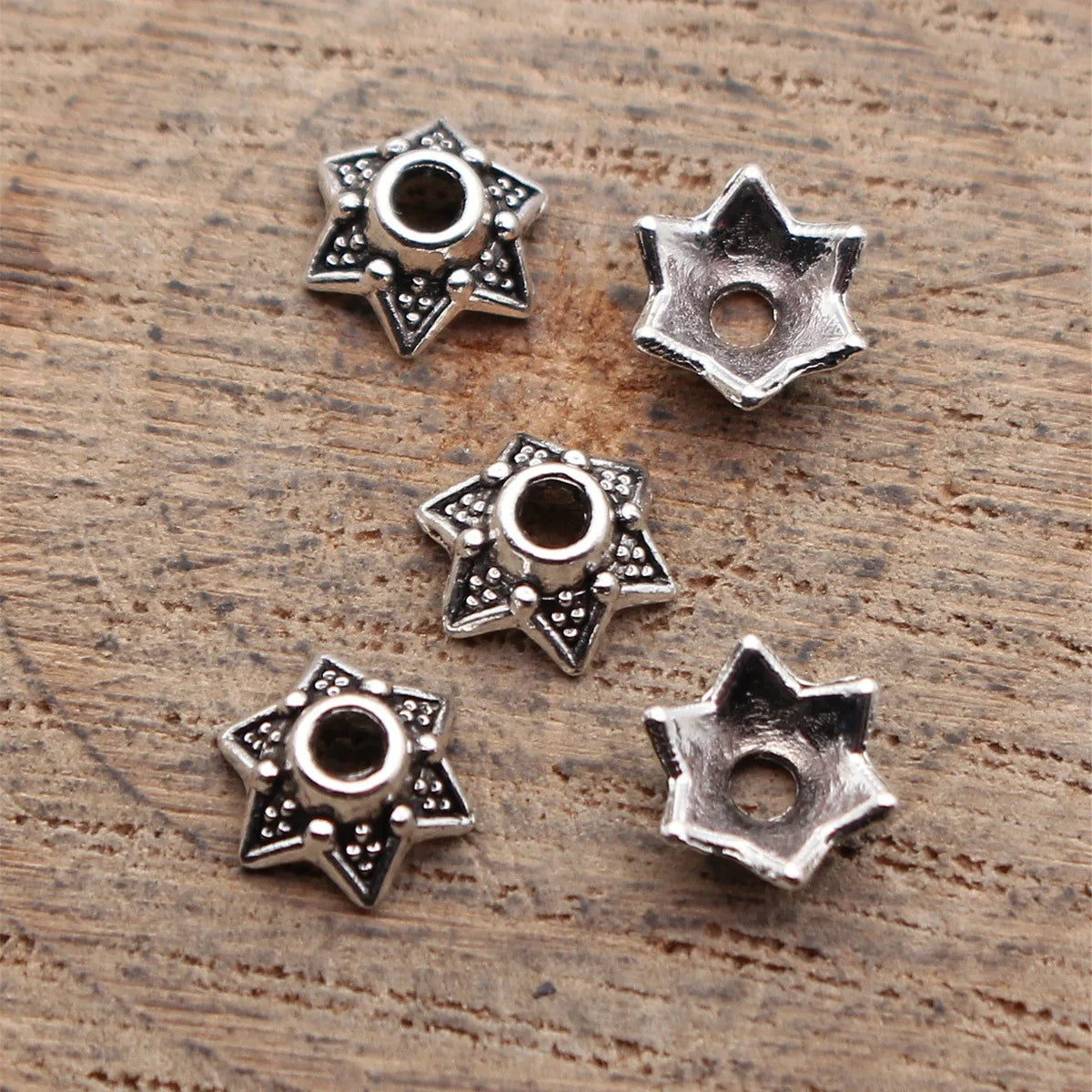 7.3x6.4x2.9mm 0.14g Antique Silver Zinc Alloy Small Flower Bead Cap Jewelry Findings for DIY Beadwork