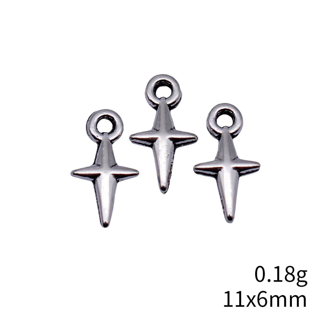 11x6mm 0.18g Multicolor Zinc Alloy Cross Star Charm Pendant for DIY Bracelet Necklace Making
