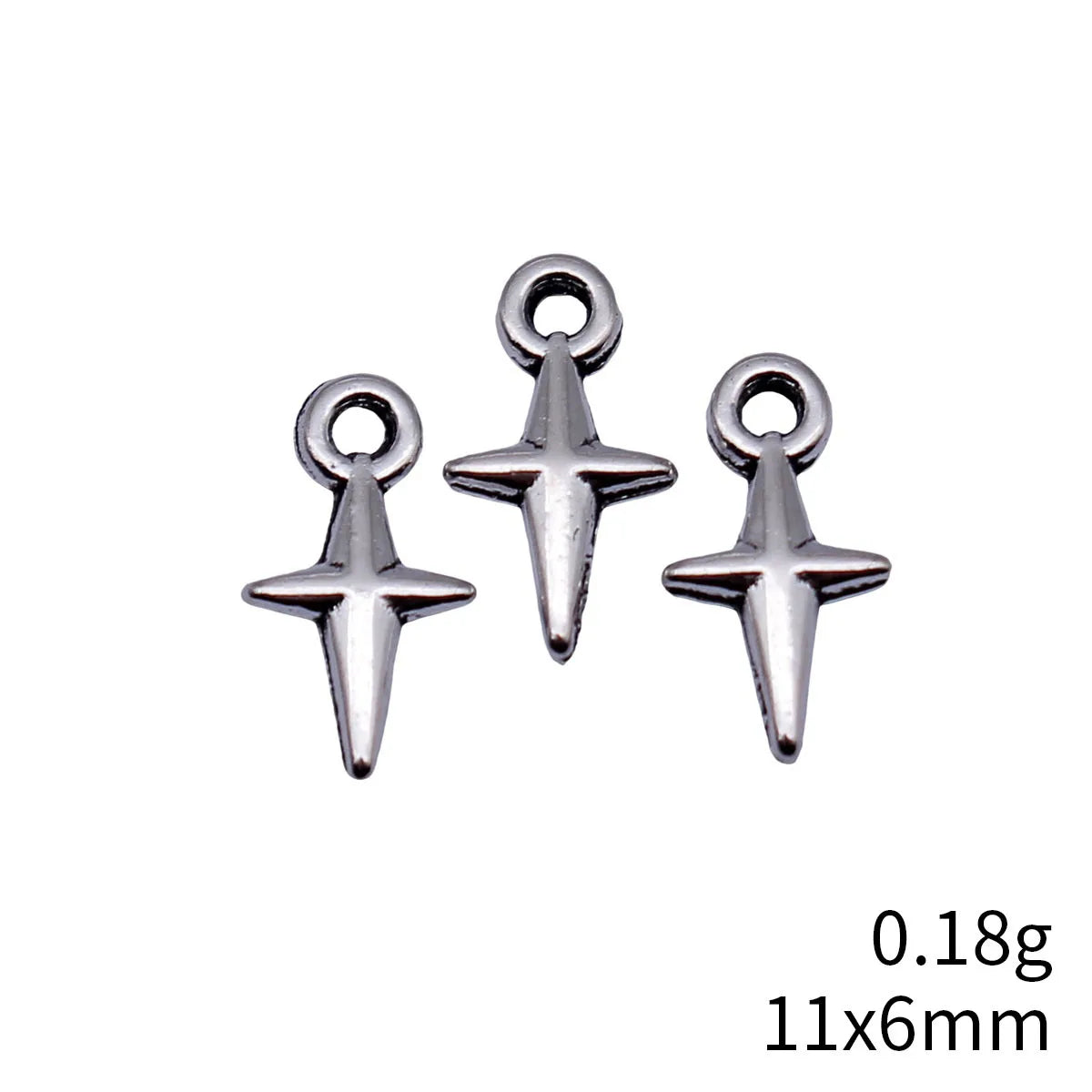 11x6mm 0.18g Multicolor Zinc Alloy Cross Star Charm Pendant for DIY Bracelet Necklace Making