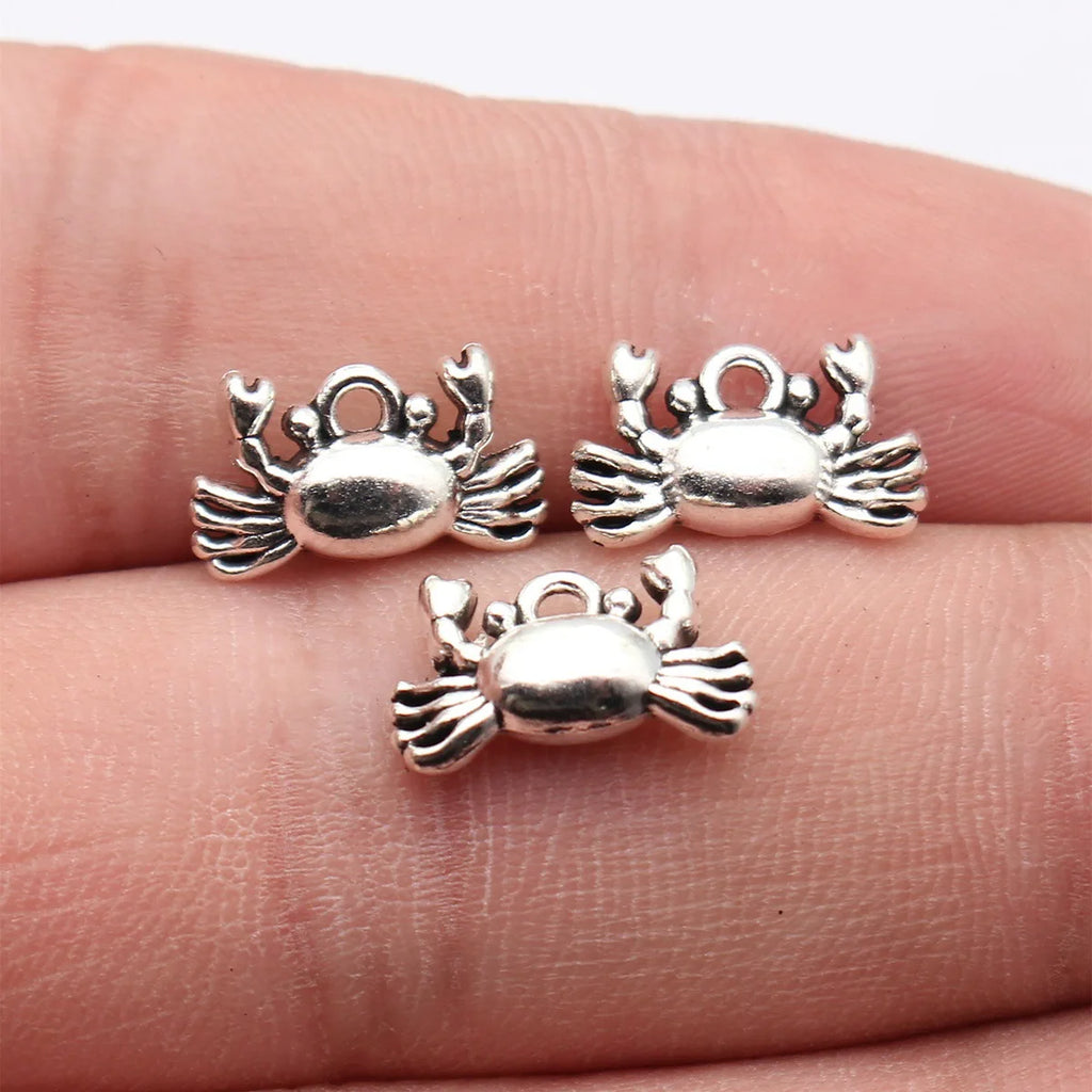 14x8.4mm 1.1g Antique Silver Zinc Alloy Crab charm pendant for DIY bracelet necklace jewelry making