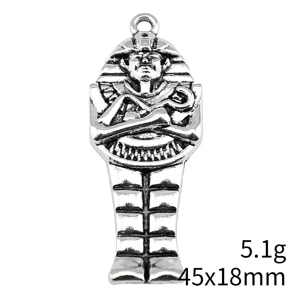 45x18mm 5.1g Multicolor Zinc Alloy Ancient Egyptian Pharaoh Pharaoh Head Charm Pendant for DIY Jewelry Making