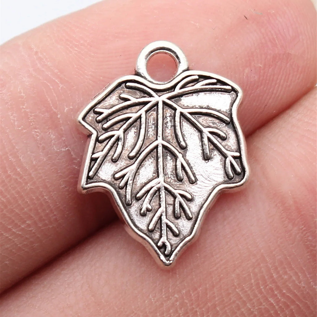 20x15mm 1.7g Antique Silver Zinc Alloy Leaf Charm Pendant for DIY Necklace Bracelet Making