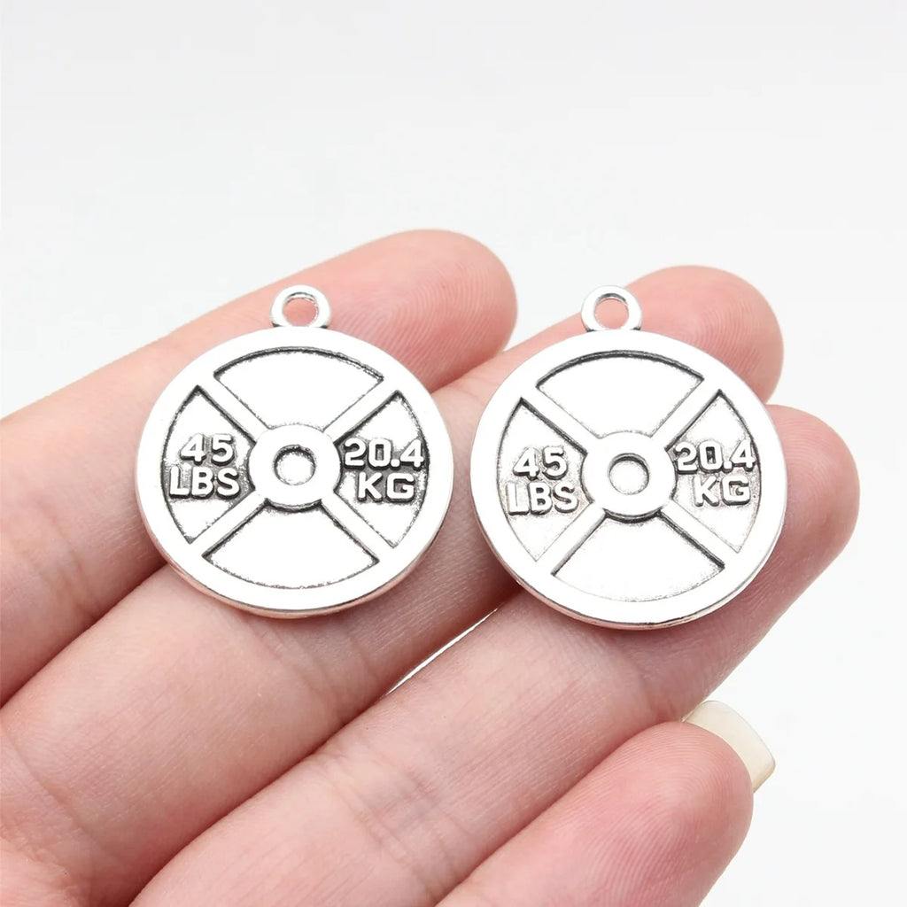 28x24mm 3.5g Multicolor Zinc Alloy Weight Plate Charm Pendant for DIY Fitness Theme Jewelry