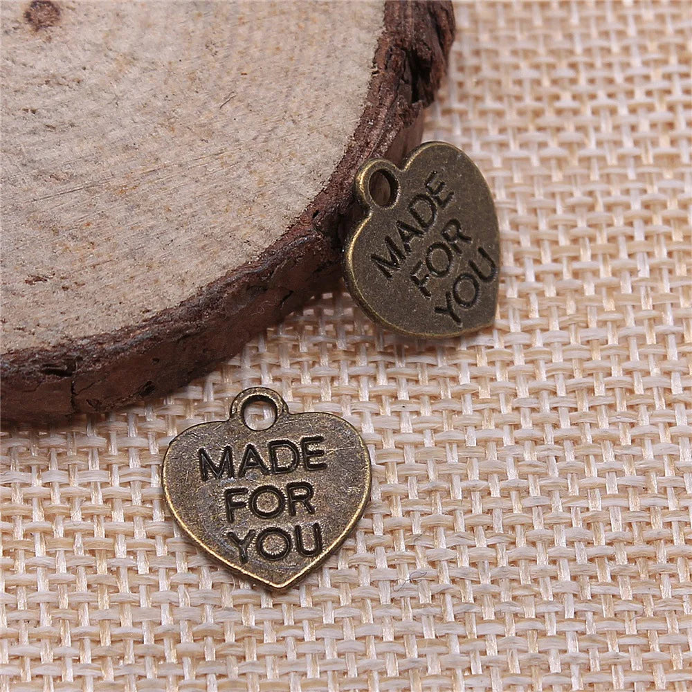 16x16mm 1.2g Antique Bronze Zinc Alloy Made for You Charm Pendant for DIY Necklace Bracelet Making