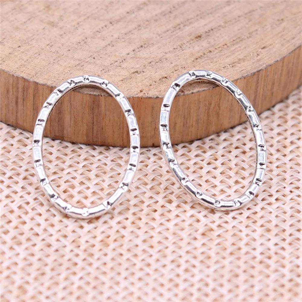 15x20mm 0.5g Antique Silver Zinc Alloy Carved Oval Ring Charm Pendant for DIY Jewelry Making