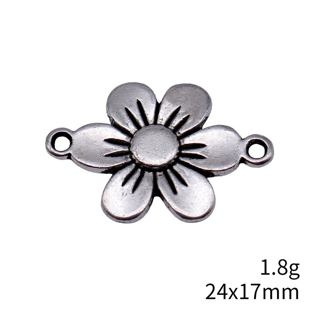 24x17mm 1.8g Antique Silver Zinc Alloy Flower connector charm for DIY bracelet necklace jewelry making