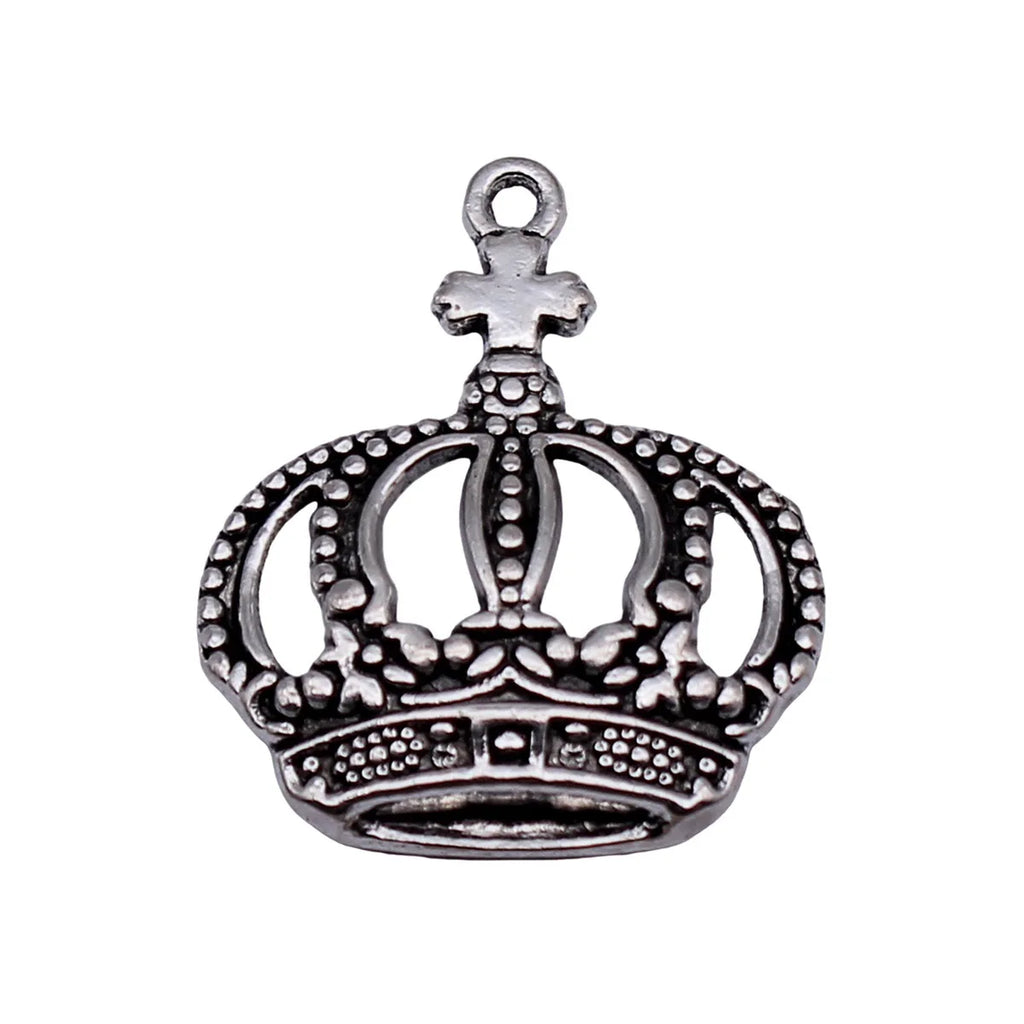 25x21mm 2g Antique Silver Zinc Alloy Cross Crown Charm Pendant for DIY Necklace Jewelry Making