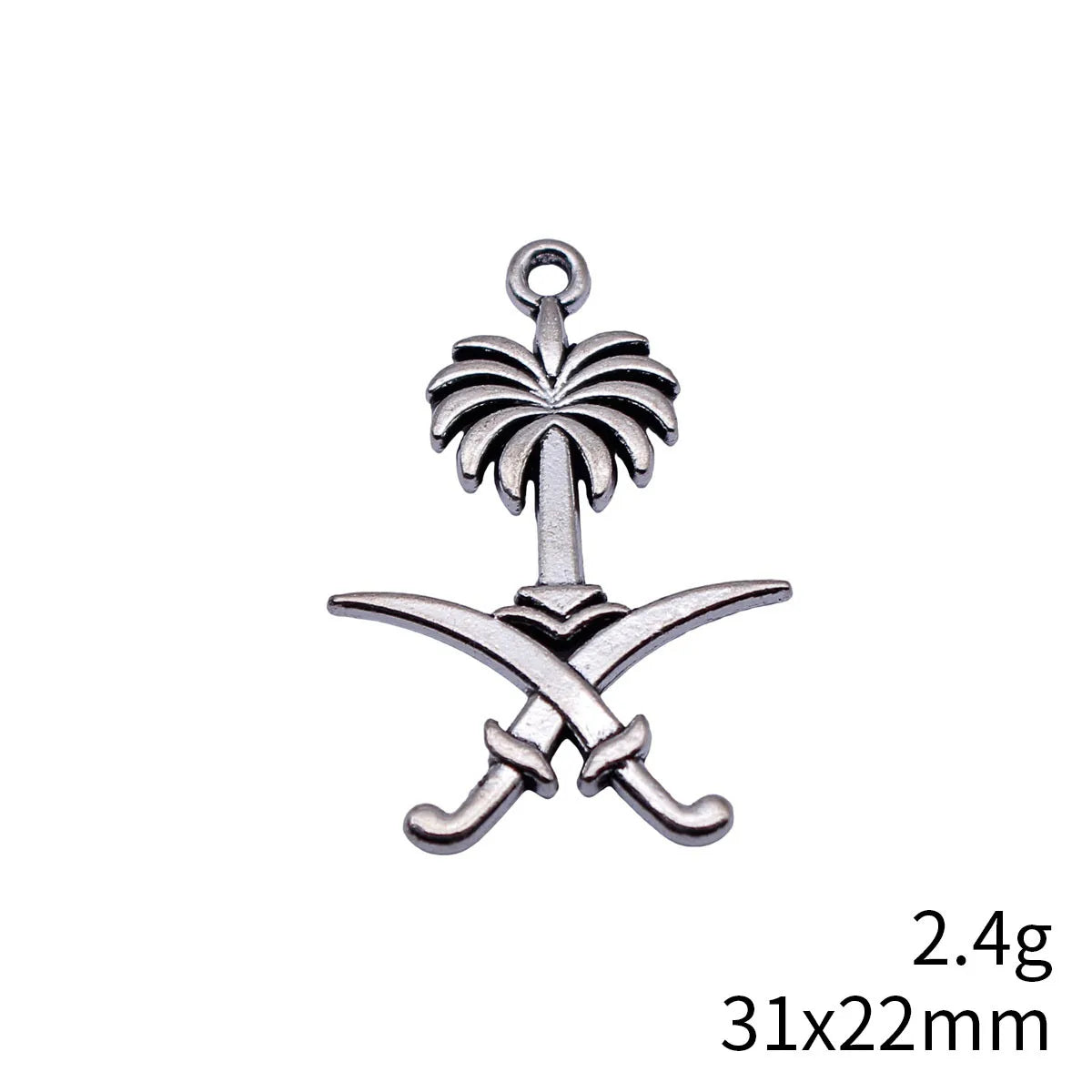 31x22mm 2.4g Antique Silver Zinc Alloy Saudi Arabia Emblem charm pendant for DIY jewelry making