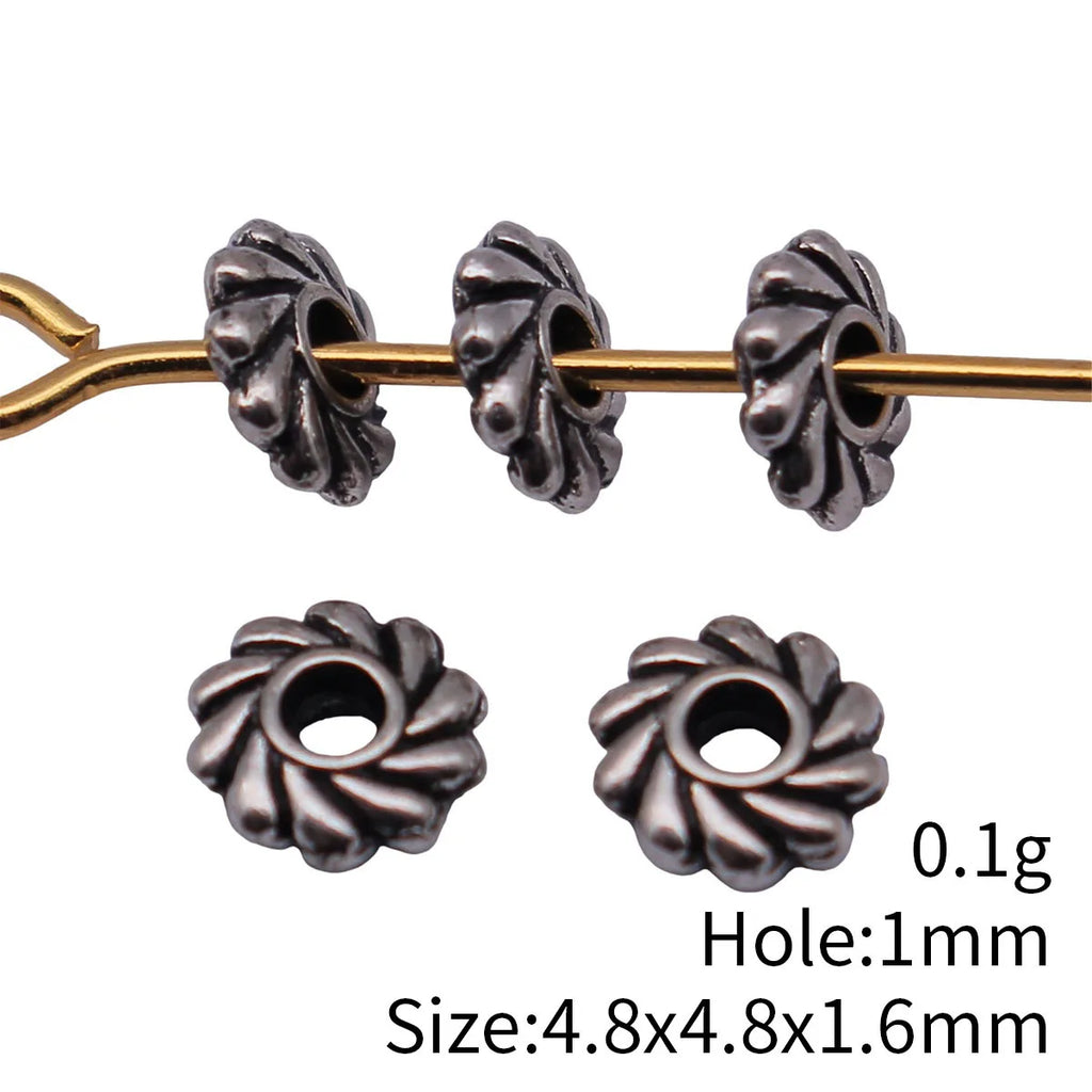 4.8x4.8x1.6mm 0.1g Antique Silver Zinc Alloy Round Spacer Beads for Bracelet Necklace Jewelry Making