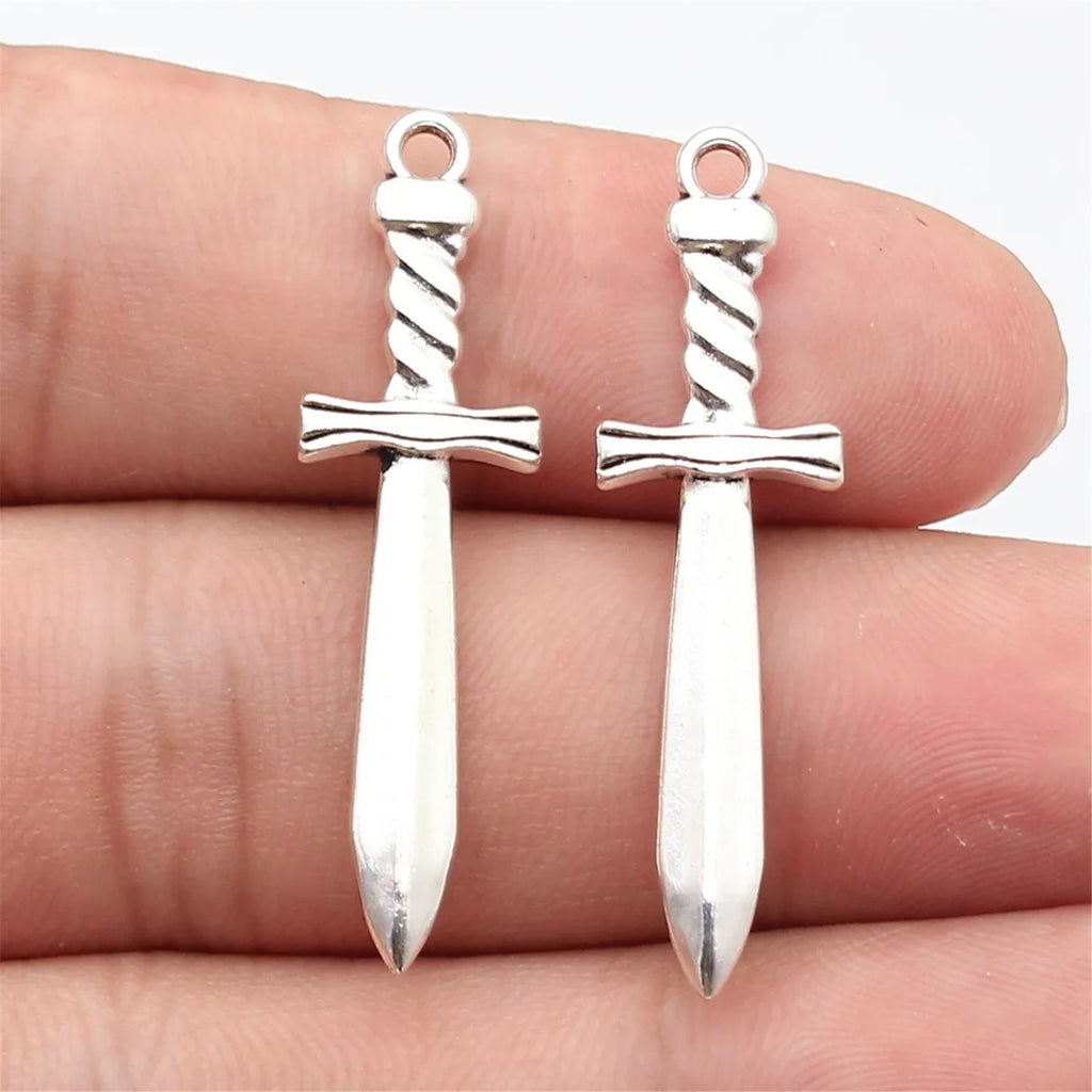 40x11mm 2.1g Antique Silver Zinc Alloy Sword Charm Pendant for Gothic DIY Jewelry Making