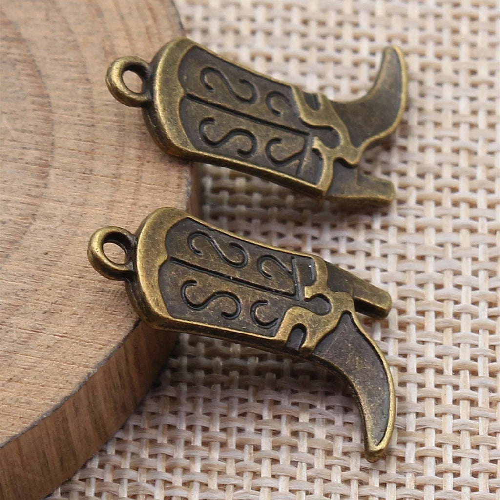 25x16mm 2.2g Multi Color Zinc Alloy Double Sided Cowboy Boot Charm Pendant for DIY Western Jewelry Making