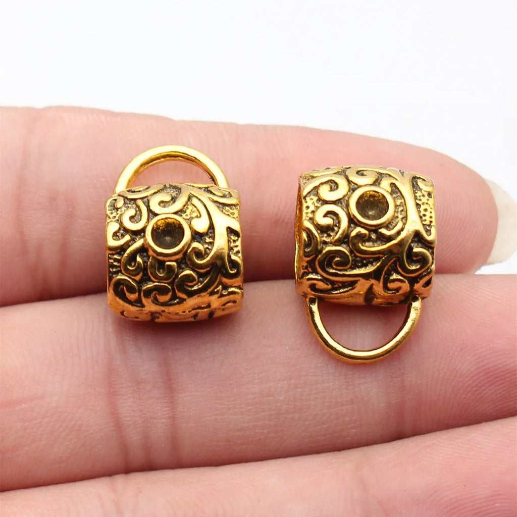 21x14x14mm 5.2g Antique Gold Zinc Alloy Vine Pattern Three-Hole Bail Connector for DIY Jewelry