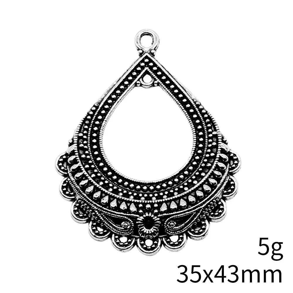 35x43mm 5g Multicolor Zinc Alloy Teardrop Earring Connector Charm for DIY Jewelry Making