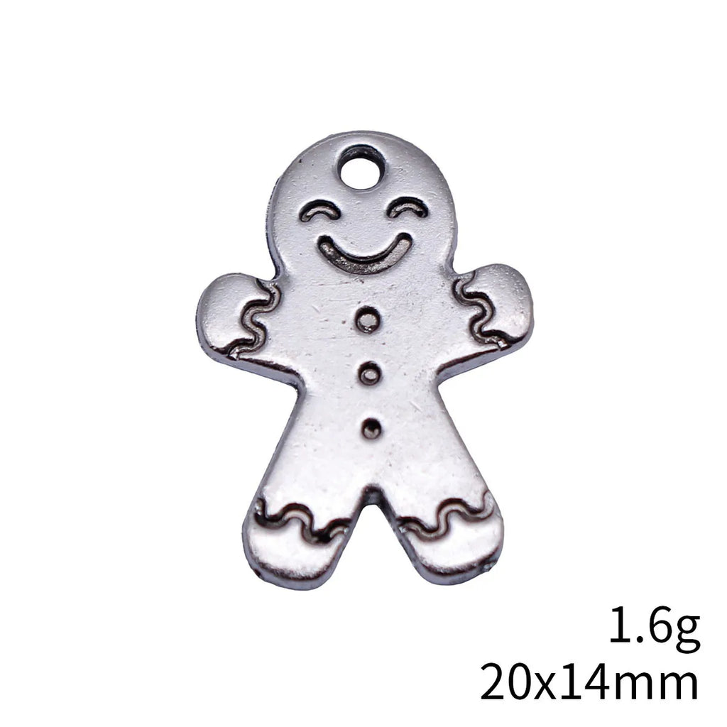 20x14mm 1.6g Multicolor Zinc Alloy Gingerbread Man Charm Pendant for DIY Holiday Jewelry Making
