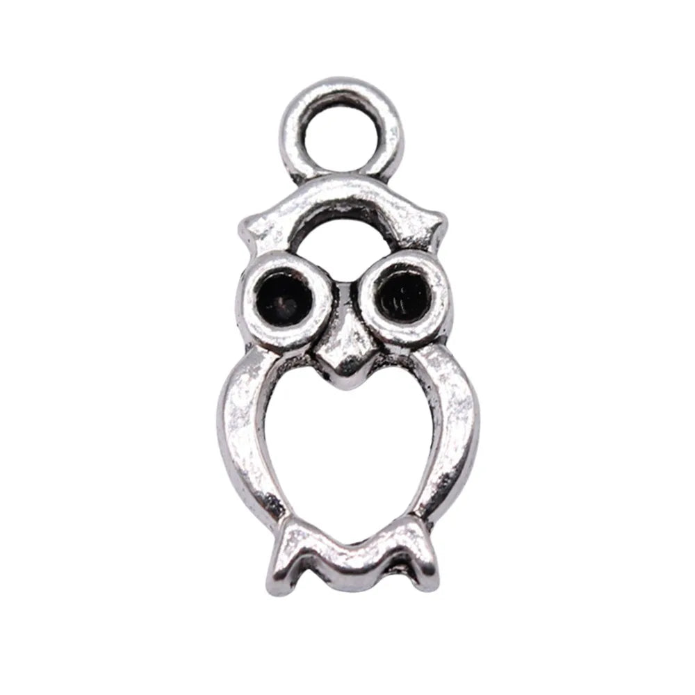 21x10mm 1.2g Antique Silver Zinc Alloy Owl Cat Charm Pendant for DIY Necklace Bracelet Jewelry Making