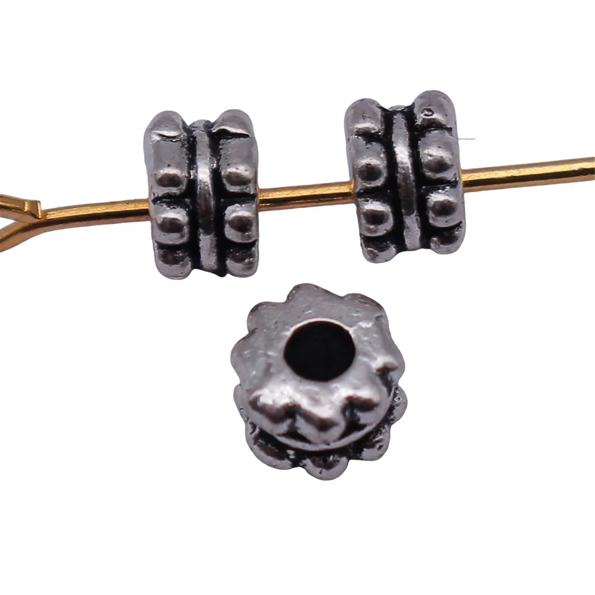 5x5x3.4mm 0.31g Antique Silver Zinc Alloy Flower Spacer Beads for DIY Bracelet Necklace Making