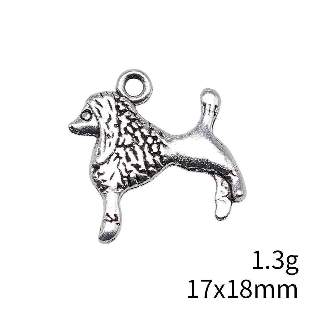 17x18mm 1.3g Multicolor Zinc Alloy Poodle Dog charm pendant for DIY necklace bracelet jewelry making