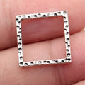 17x17mm 1.1g Multicolor Zinc Alloy Hammered Hollow Square Frame Charm Pendant for DIY Earrings