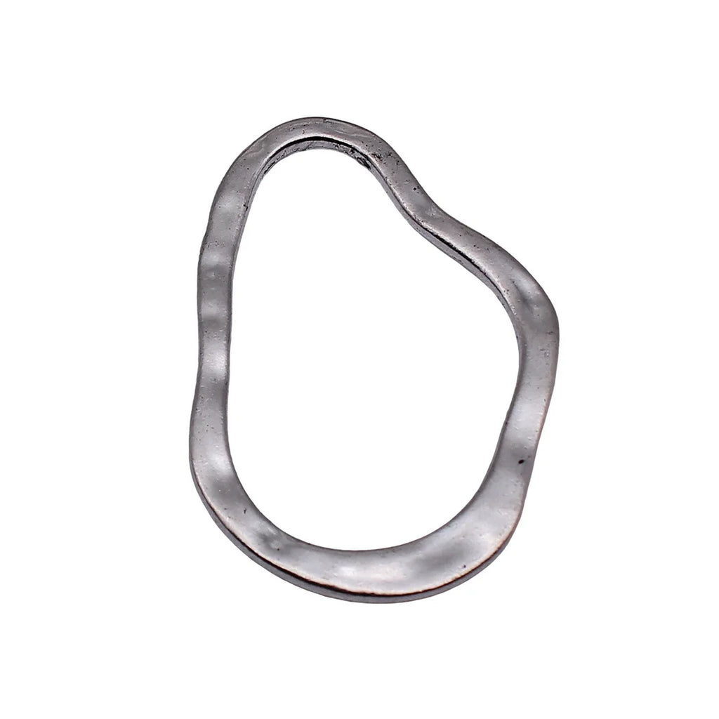 59x40mm 11.3g Antique Silver Zinc Alloy Irregular Geometric Hammered Hollow Charm Pendant for DIY Jewelry