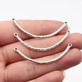 54x20x2.5mm 1.9g Antique Silver Zinc Alloy Hammered Curved Long Bar Connector Charm for DIY Jewelry Making