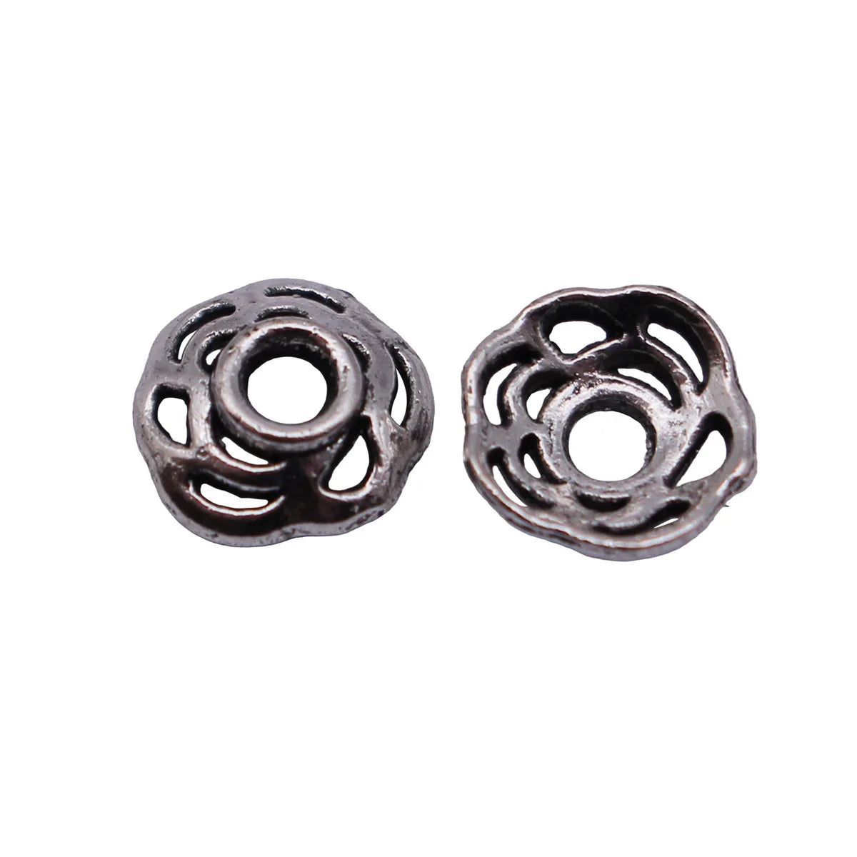 7.5x7.3x2.5mm 0.19g Antique Silver Zinc Alloy Hollow Flower Bead Caps for Bracelet Necklace Jewelry Making