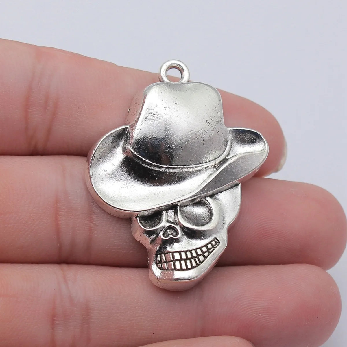 44x35mm 8.6g Multicolor Zinc Alloy Hat Skull Head Charm Pendant for DIY Necklace Jewelry Making
