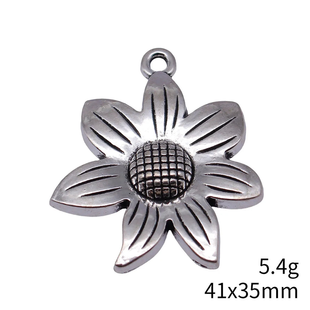 41x35mm 5.4g Antique Silver Zinc Alloy Flower Charm Pendant for DIY Bracelet Necklace Jewelry