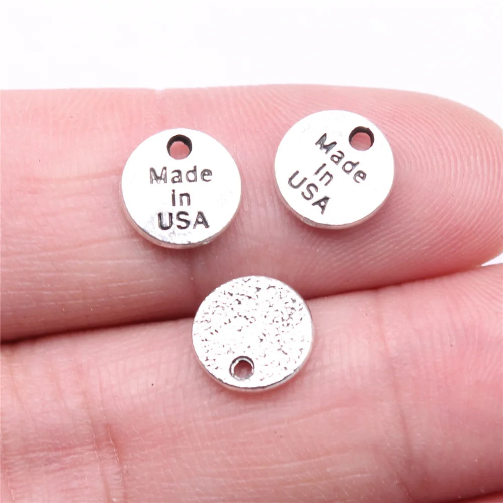 9x9mm 0.5g Antique Silver Zinc Alloy Made in USA Charm Pendant for DIY Necklace Bracelet Jewelry