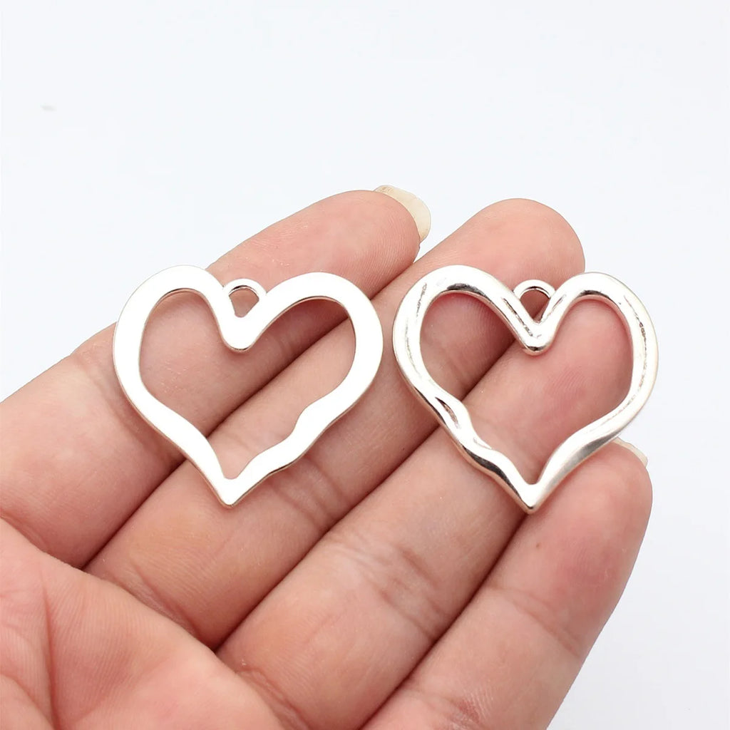 36x35mm 4.6g Antique Silver Zinc Alloy Hollow Heart Charm Pendant for DIY Necklace Bracelet Jewelry Making