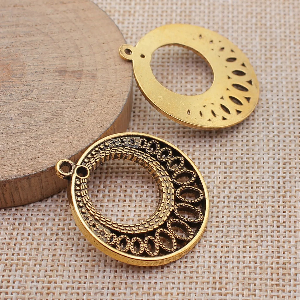 36x33mm 5.8g Multicolor Zinc Alloy Round Earring Charms for DIY Earrings Jewelry Making