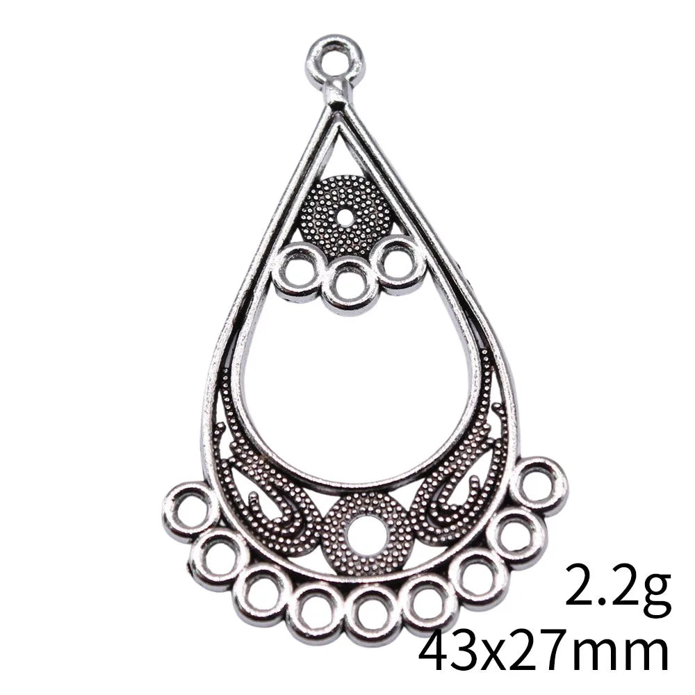 43x27mm 2.2g Multicolor Zinc Alloy Earring Connector Charm for DIY Earrings Jewelry Making