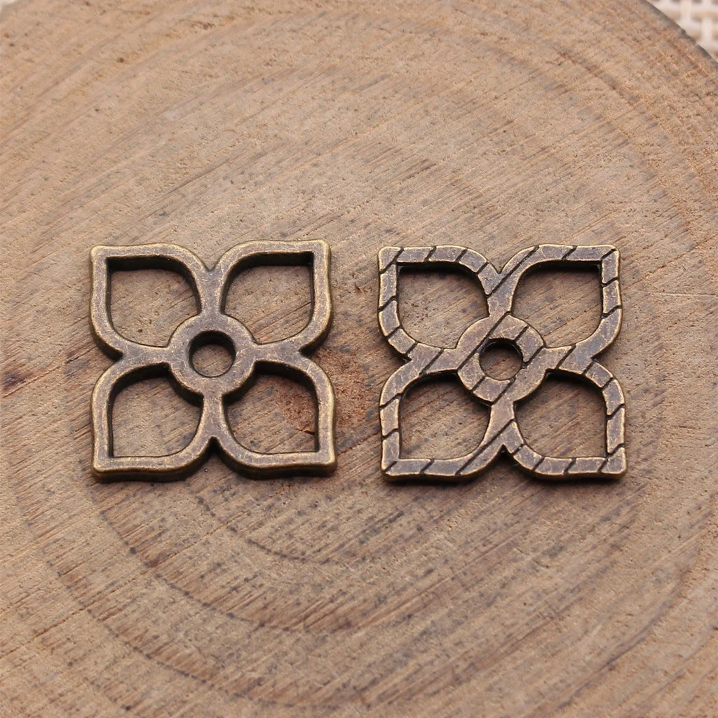 20x20mm 0.95g Multicolor Zinc Alloy Hollow Geometric Pattern Connector Charm for DIY Jewelry Making