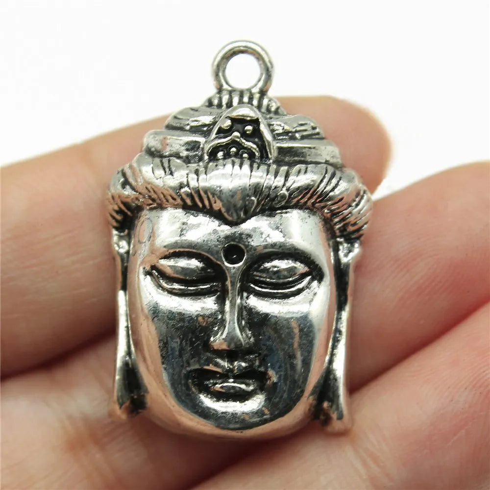 32x22mm 5.3g Antique Silver Zinc Alloy Buddha Head Charm Pendant for DIY Necklace Bracelet Making