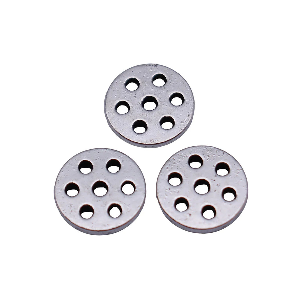 7.6x7.6x1.1mm 0.27g White K Tone Blackened Zinc Alloy Multi Hole Round Disc Jewelry Findings for DIY Earrings