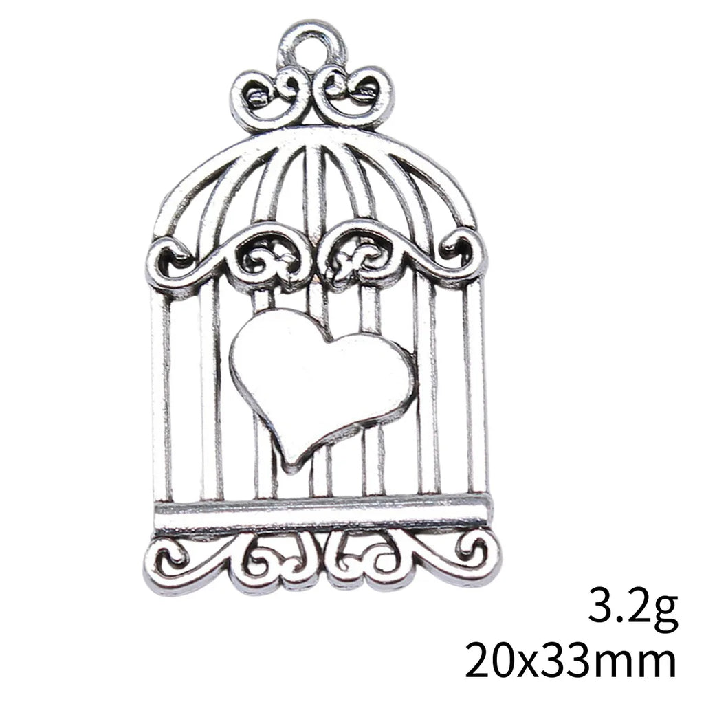 20x33mm 3.2g Multicolor Zinc Alloy Birdcage Bird charm pendant for DIY necklace bracelet jewelry making