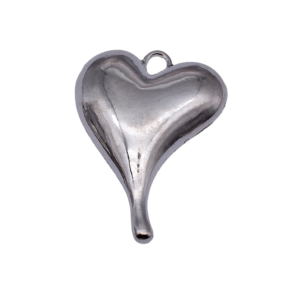 59x42mm 12.4g Antique Silver Zinc Alloy Smooth Heart Charm Pendant for Necklace Jewelry Making