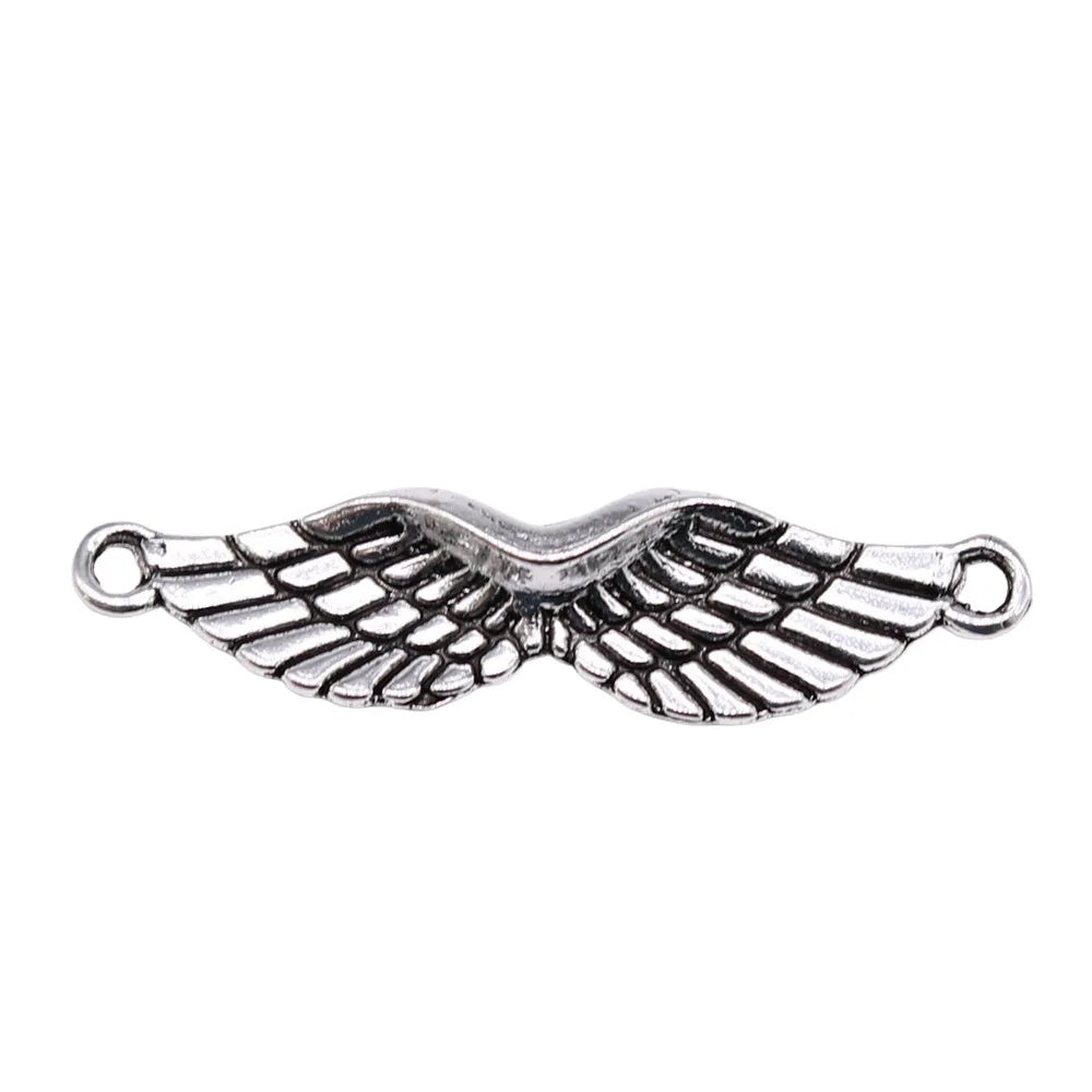 35x9mm 1.32g Antique Silver Zinc Alloy Wing Connector Charm for DIY Bracelet and Necklace Jewelry Making