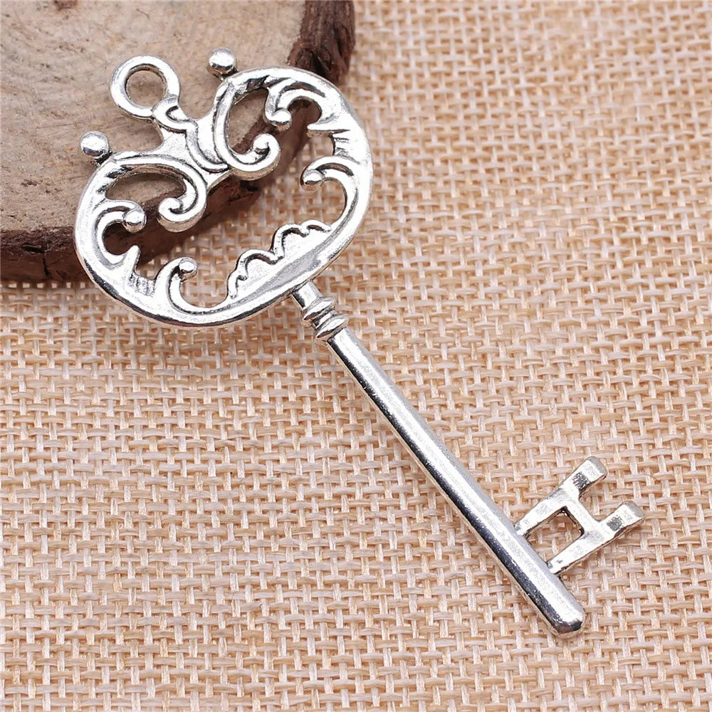 31x69mm 5.5g Multicolor Zinc Alloy Key Charm Pendant for DIY Necklace Bracelet Jewelry Making
