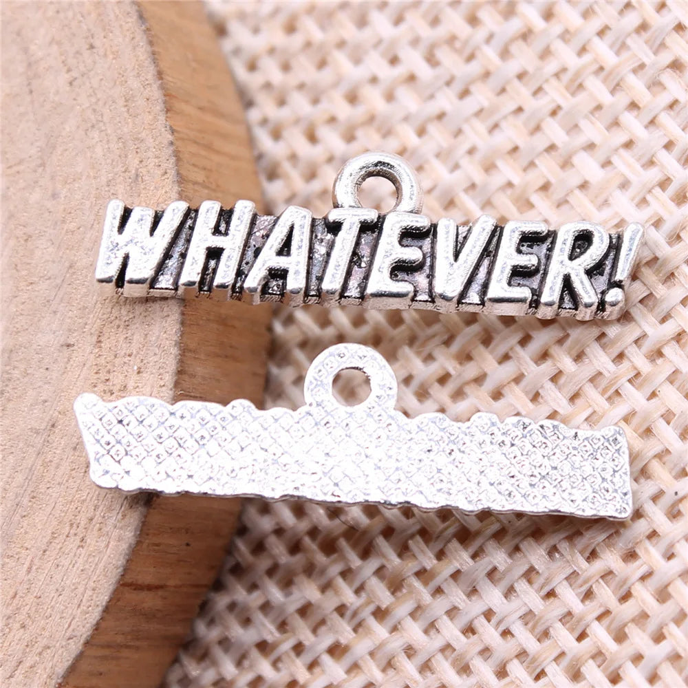 25x7mm 1g Antique Silver Zinc Alloy Whatever Word Charm Pendant for DIY Bracelet Necklace Making